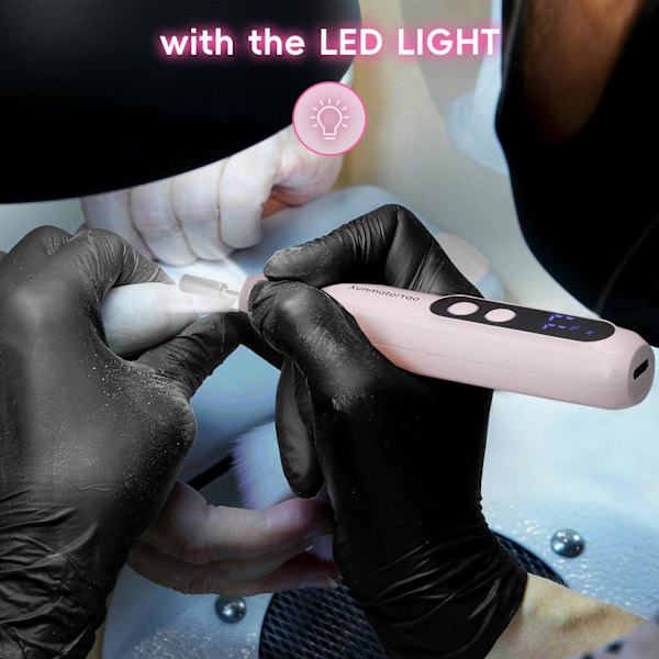Uppladdningsbar Elektrisk Nagelborrmaskin, Sladdlös Professionell Nagelfil med LED-Display för Akryl Gel Dipp Pulver Naglar, Efile P