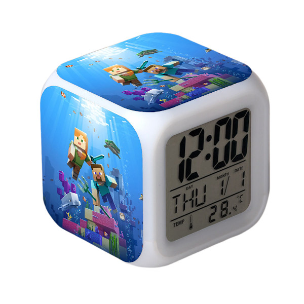 Wekity Anime Alarmklocka One Piece LED Kvadratklocka Digital Alarmklocka med Tid, Temperatur, Alarm, Datum