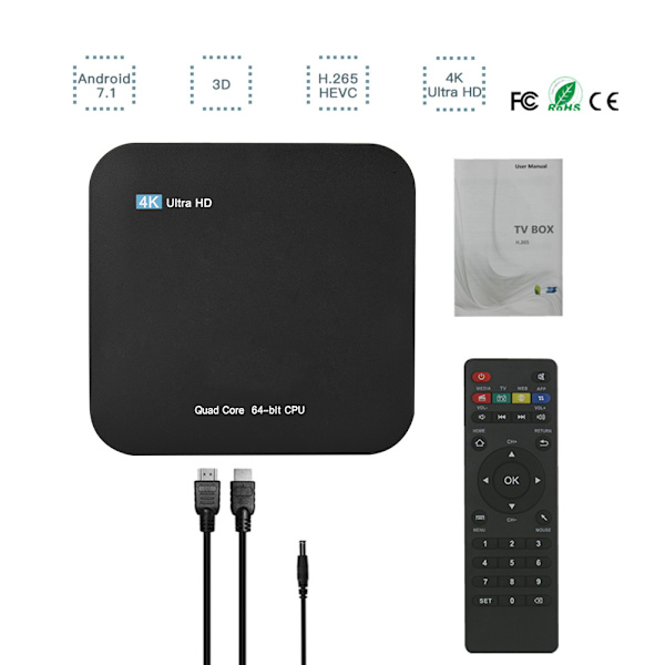 M16 S905X 1+8G Quad Core Smart TV Set Top Box til Android 7.1