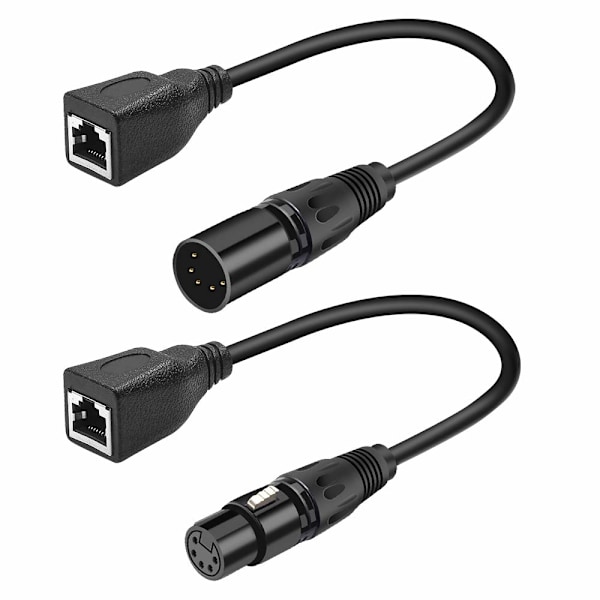 XLR 5 pin RJ45 Adapter Cable-XLR 5 Pin Male to RJ45 & XLR 5 Pin Female to RJ45 Female DMX Ethernet Adapter Converter cable(1SET/ 2PACK)