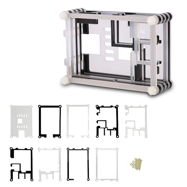 9-lags akrylbeskyttelsesdeksel for Raspberry Pi 3 med 3,5-tommers skjerm