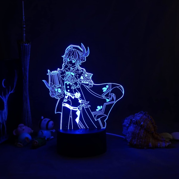 Genshin Impact Natlampe 3D Illusion Lampe Spil Lys til Soveværelse Dekoration LED Lys Sengelampe Børnegave
