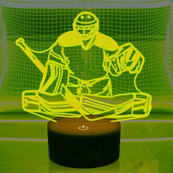 3D Ishockey Spiller Nattlys Bordsklampe Optisk Illusjon Lamper 16 Farge Skiftende Lys LED Bordlampe Jul Hjem Kjærlighet Bursdag