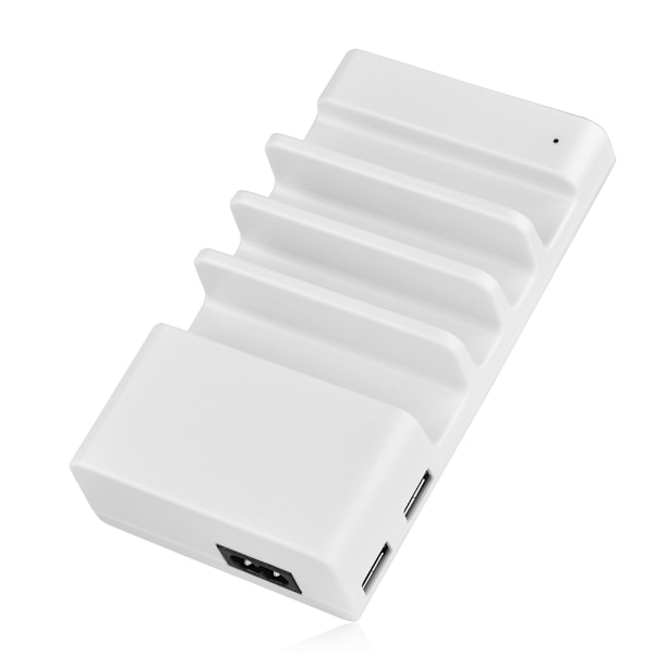 Universell 4-portars USB-laddningsstation Dock Desktop-laddare Stativ för mobiltelefon surfplatta Vit