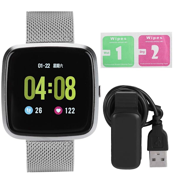 Fitness Bluetooth Hjärtfrekvens Sömn Monitor Blodtryck Sport Smart Armband (Silver)