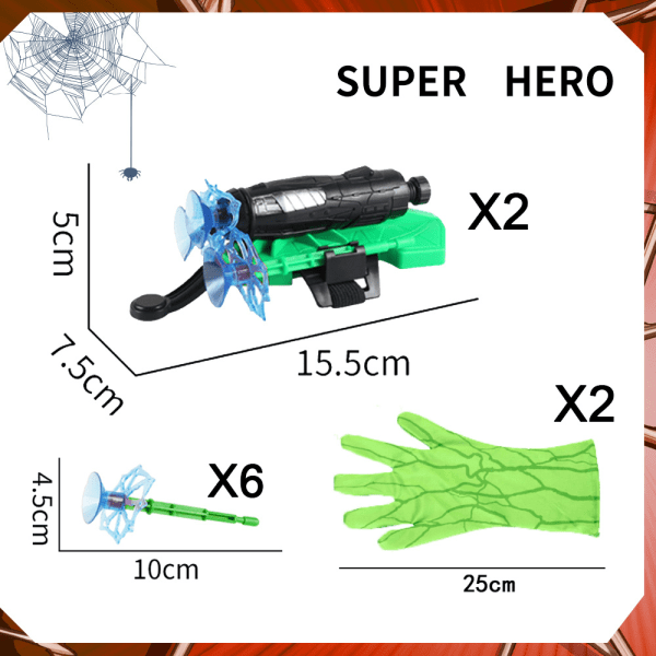 Kids Spider-man Handske Net Shooter Dart Blaster Launcher Legetøj Spiderman Gave, Grøn