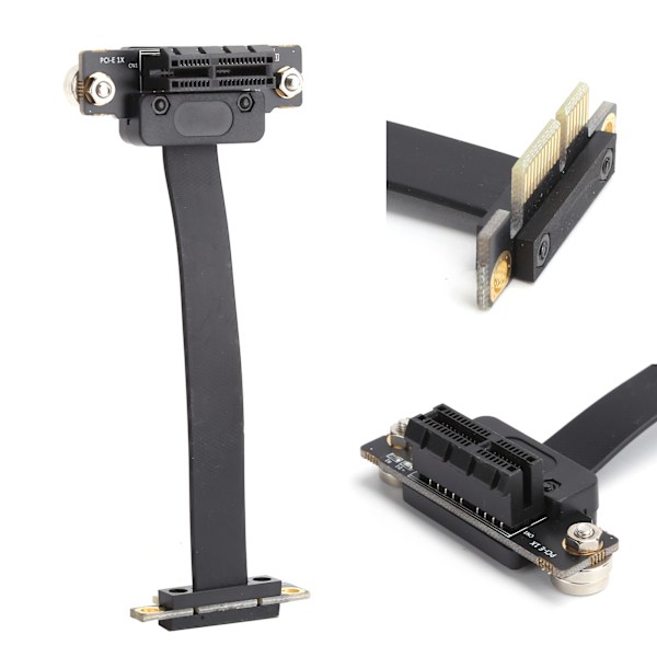 Forlængerkabel PCI‑E 1X Dual 90° Netværksadapter med LED-indikation Magnetisk pude