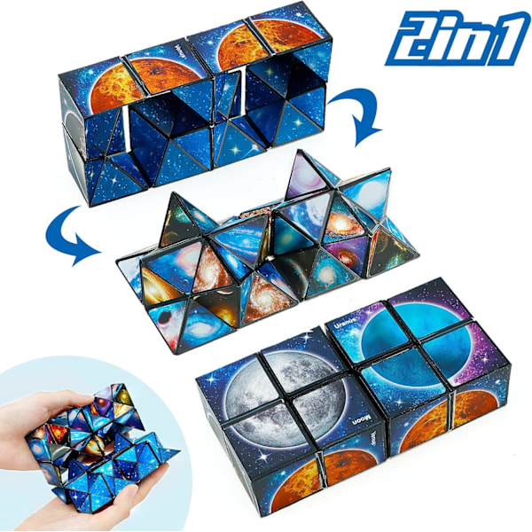 Stjärnkub, 2 i 1 Combo Infinity Cube Fidget Leksak Magisk Stjärnkub Slät Yta Magisk Kubpussel för Stress- och Ångestlindring Mini Leksaker