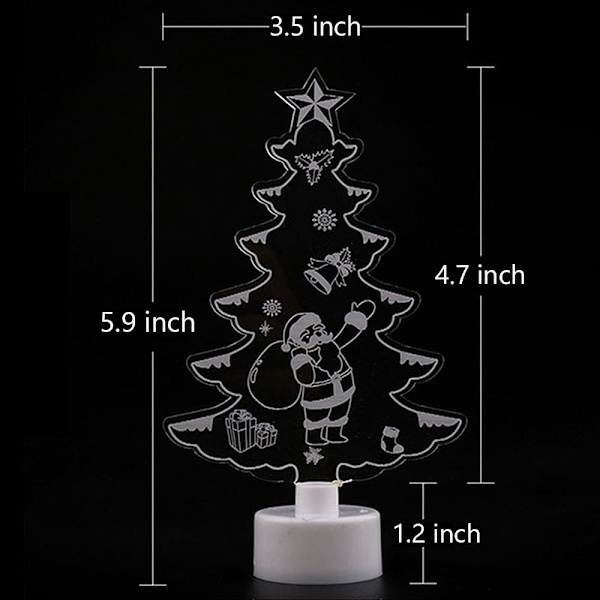 3-pak 3D julelys med 7 farveskift, akryl julemand snemænd juletræ figur LED natlys til vinduesbord hylde skrivebordsdekoration jul