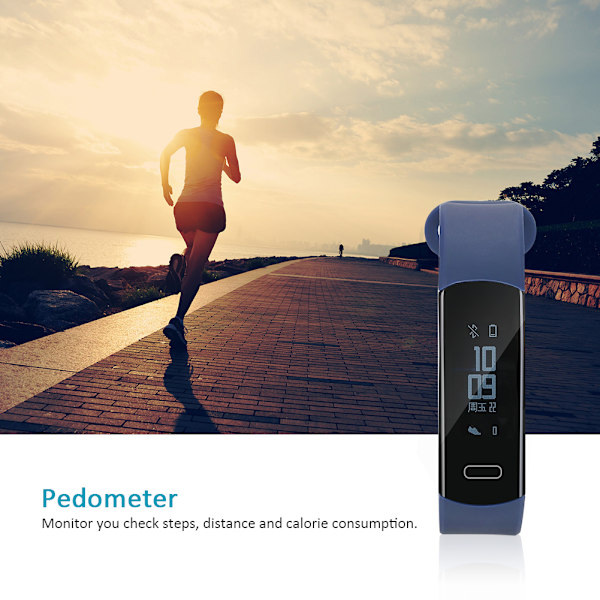 Bluetooth Sport Running Smart Armbånd OLED Blodtryk Hjertefrekvens Søvnmonitor (Mørkeblå)