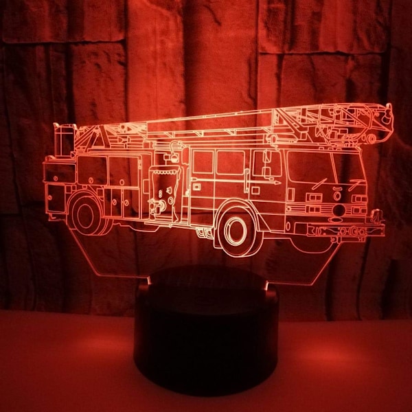 3D Brandbil Nattlampa Illusion 7 Färgväxlande Touch Switch Bordlampor Led Julgåva med Akrylplatt ABS-bas USB-kabel Leksak