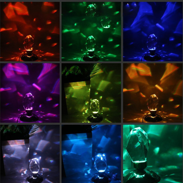 Kristallbordslampa 16 olika färger 4 ljuslägen Dekorativ USB laddning med fjärrkontroll för vardagsrummet i sovrummet