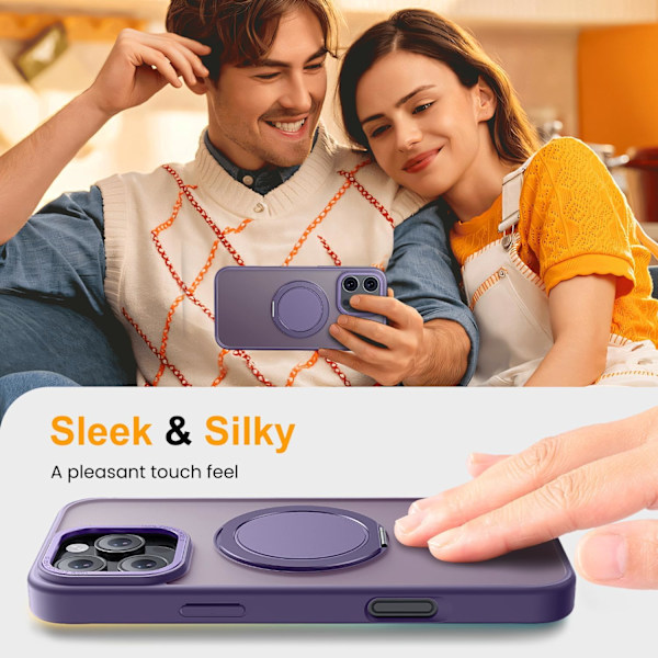 Magnetisk Ringstativ for iPhone 16pro Deksel, Militær dr0p Beskyttelse, Kompatibel med MagSafe, iPhone 16pro Telefondeksel 6.1\" Innebygd Purple