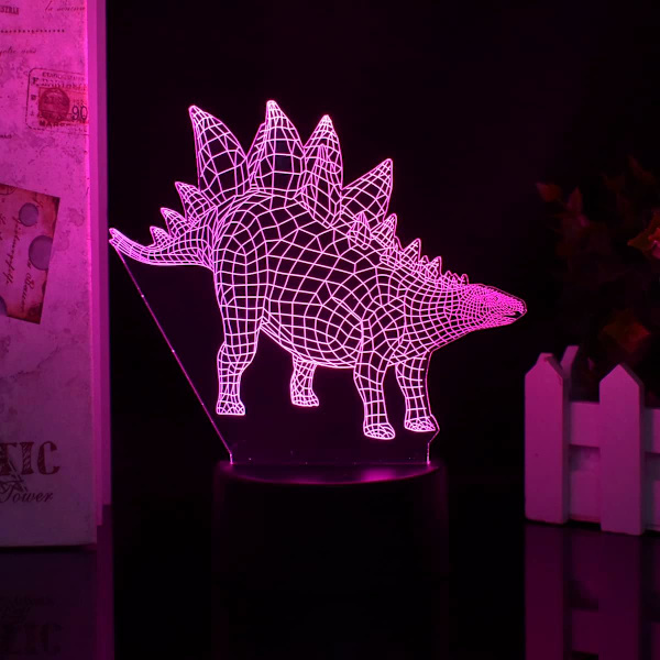 Spinosauruksen Dinosaurus Illuusio 3D Yövalo USB 7/16 Väriä Kaukosäätimellä Pöytälamppu Koti Sisustusvalo Lasten Joululahja (Musta Jalusta)