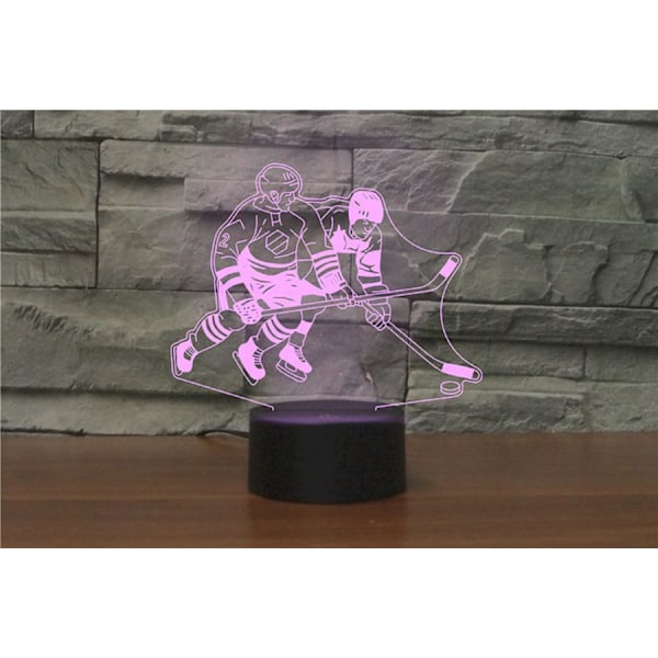 3D Play Ishockey Fjernkontroll 16 Farger Nattelysbilder Illusionsakryl LED Bord Nattbord Lampe Barn Soverom Skrivebord Dekor Bursdagsgaver Leke
