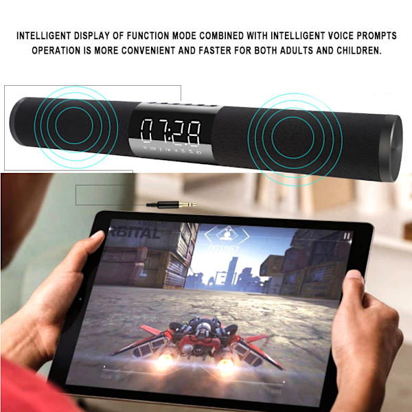 LP-C18 Bluetooth-högtalar väckarklocka Mega Bass Surround Sound Dual Horn Dual Diaphragm