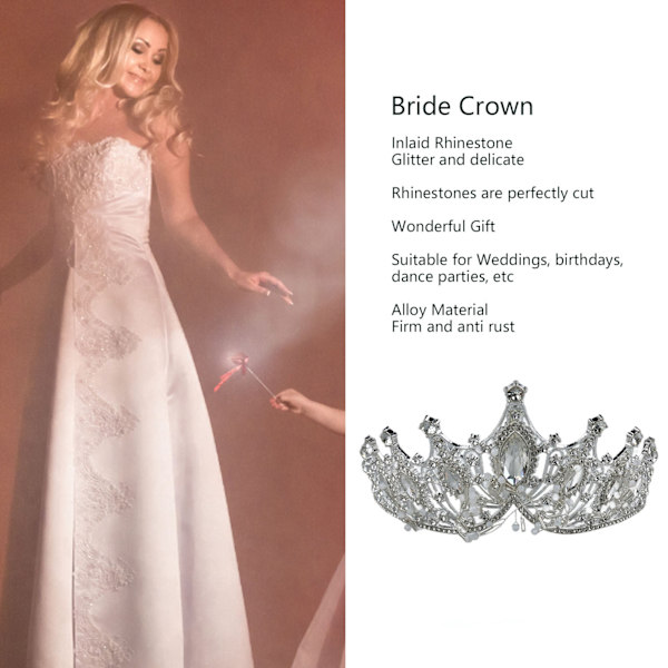 Kvinners bryllupskrone brud legering rhinestone krone hårtilbehør for prom kostymefest