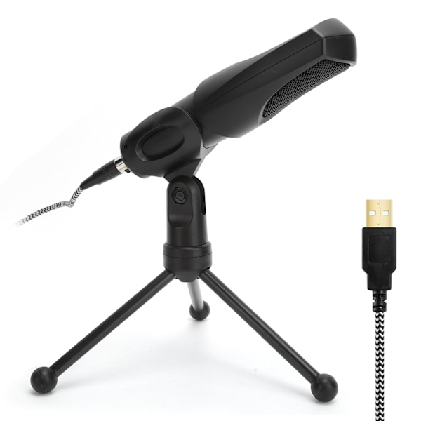 USB Condenser Microphone with Folding Tripod Stand for Laptop Voice Chat Live Broadcast