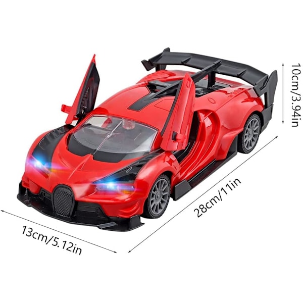 1/16 skala fjärrstyrd bil, RC bil öppna dörren med ett klick, 2,4 GHz elektrisk sportracing med LED-ljus racing hobby leksaksbil för vuxna pojkar