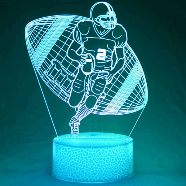 3D Rugby Fotboll Nattlampa Bordsskiva Optisk Illusion Lampor 7 Färgväxlande Ljus LED Bordlampa Jul Hem Kärlek Födelsedag Barnpresent