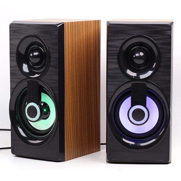 Wooden 2.0 Multi Media Desktop Mini Speaker med pustende lys USB Laptop Speakers (burlywood)