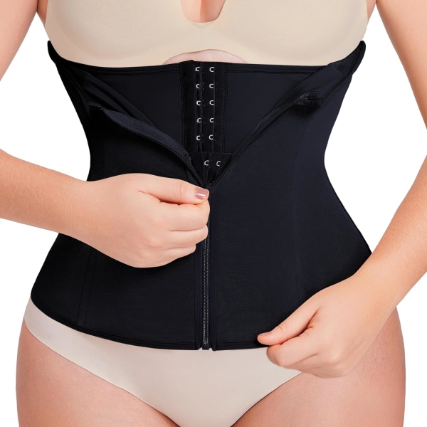 Midjetrener Korsett Glidelås Magekontroll Shapewear Pustende Midjestøtte for Kvinner Body Shaper Sport Belte Black 3XL