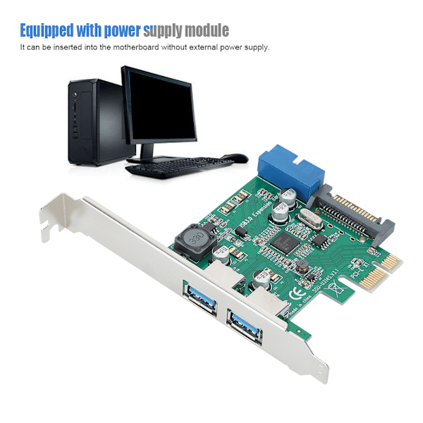 PCI-E till USB3.0 expansionskort med skyddande chip för stationär dator