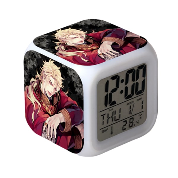 Wekity Anime  Alarmklokke One Piece LED firkantet klokke Digital alarmklokke med tid, temperatur, alarm, dato