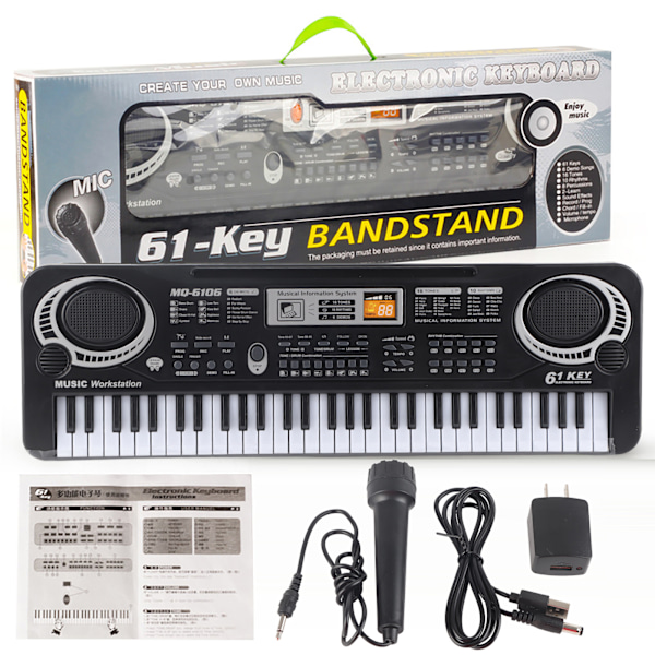 61 Keys Keyboard Piano 16 Tones 10 Rhythm 6 Demo Songs Multifunctional Electronic Digital Piano for Kids