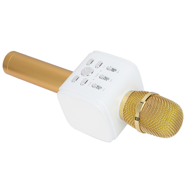 Trådlös Bluetooth Karaoke Handheld Mikrofon Bärbar med Mobiltelefon Stativ för Fest Guld