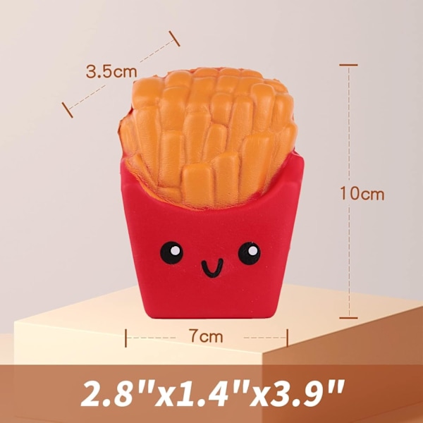 Squishys Mat 10 cm Pommes Frites Leksak Kawaii Mat Mjukt Tryck Pojke Flicka Leksak som Kökspresent Stresslindring Barnleksaker