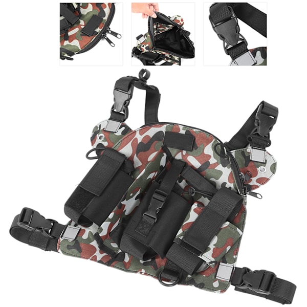 Walkie Talkie Bryst Front Pack Pung Taktik Udendørs Vest Rig Bære Taske Opbevaringspose Jungle Camouflage