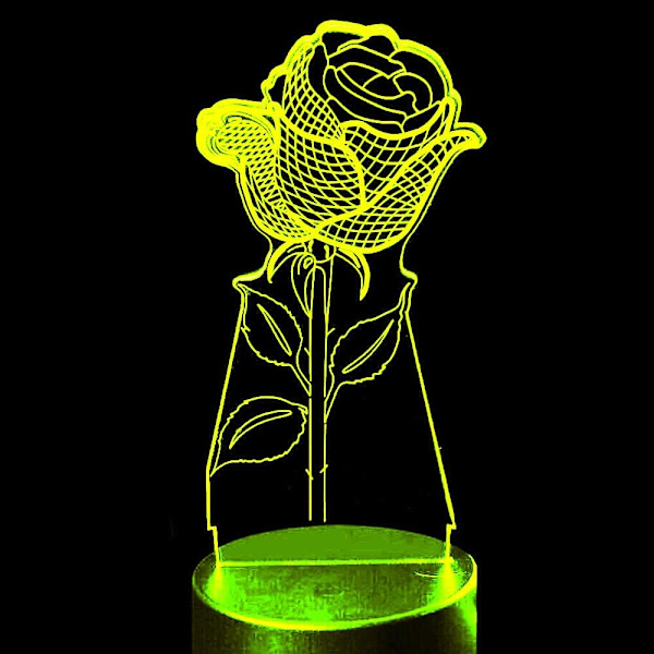 3D Rose Blomst Nattelykt Bordskrive Optisk Illusjon Lamper 7 Farge Skiftende Lys LED Bordlampe Jul Hjem Kjærlighet Bursdag Barn Dekor Leke Gave