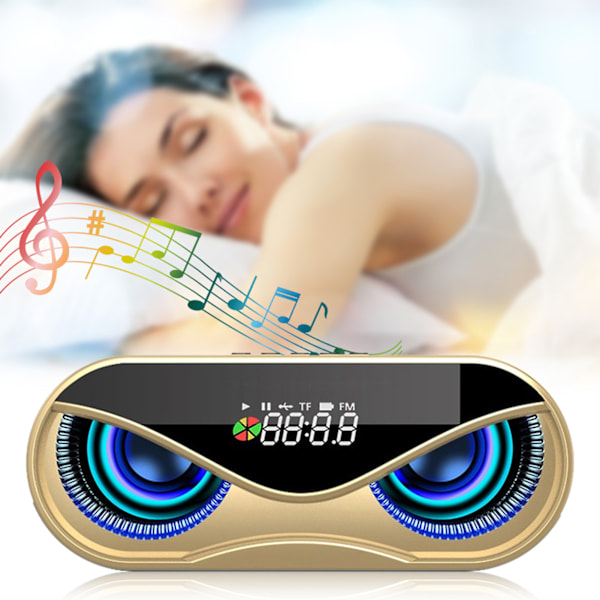 ABS Multifunktion Alarmur Bluetooth Højttaler Stemmeprompt Opkaldsfunktion Uafhængig Membran Blinkende Farverigt Lys Højttalerboks Guld
