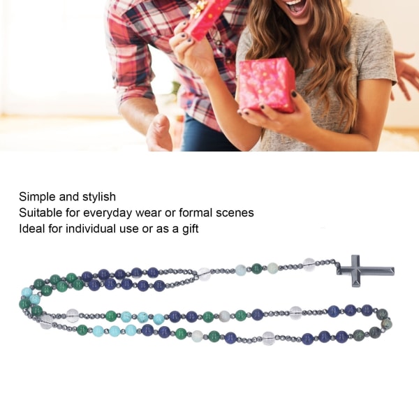 31.5in Stone Beads Healing Halsband Färgglada Fashionabla Stone Beads Långt halsband för dejting Vardagsliv Blå