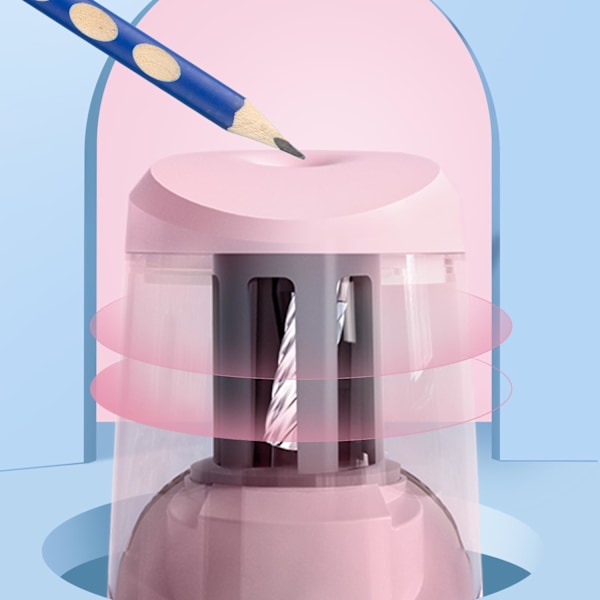 Elektrisk blyantspisser, bærbar automatisk blyantspisser for fargeblyanter, automatisk stopp, helautomatisk skarp og rask, USB-drevet pink