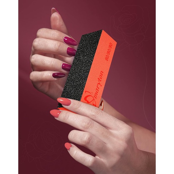 Nagelslippblock, 80/80 Grit Nagelfilar för Akrylnaglar Kit Manikyrverktyg 10 ST