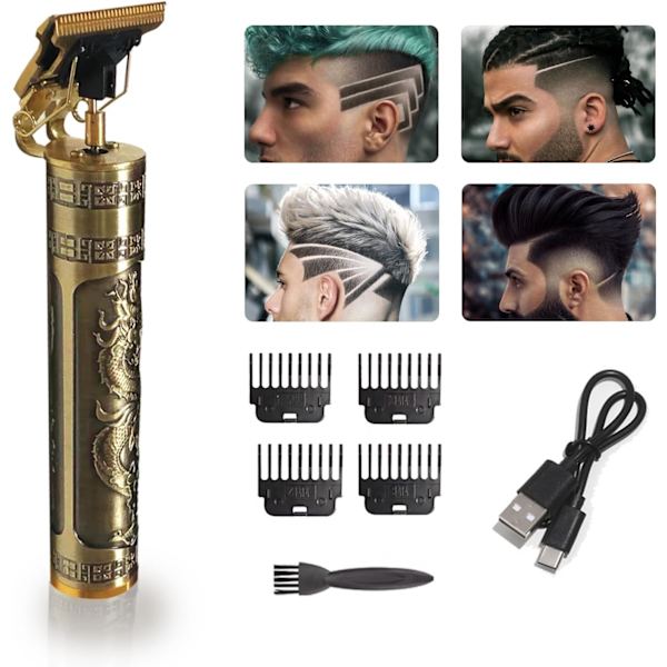Ammattimainen T-leikkuri, parranleikkuri miehille, sähköinen ammattimainen partakone, johdottomat hiustenleikkurit, USB-ladattava trimmeri Dragon