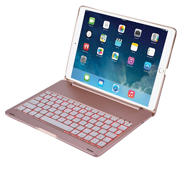 7-färgat bakgrundsbelyst Bluetooth trådlöst tangentbord med foliofodral för iPad Pro 10,5\" roséguld