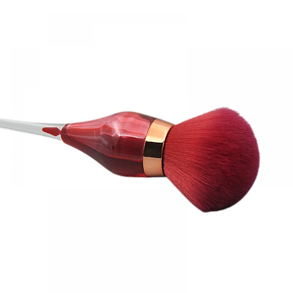 1 högfotat rödvinsglas löst puder makeup borste, pärlpartikel vätskehandtag skönhetsverktyg（Rött vin）