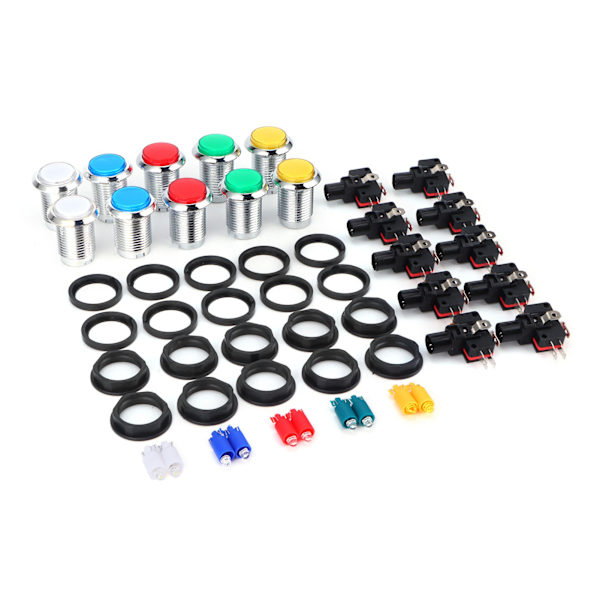 32mm Liten Rund SilverPlated Knapp med Ljus Spelkonsol Knapp Switch Arcade Knapp