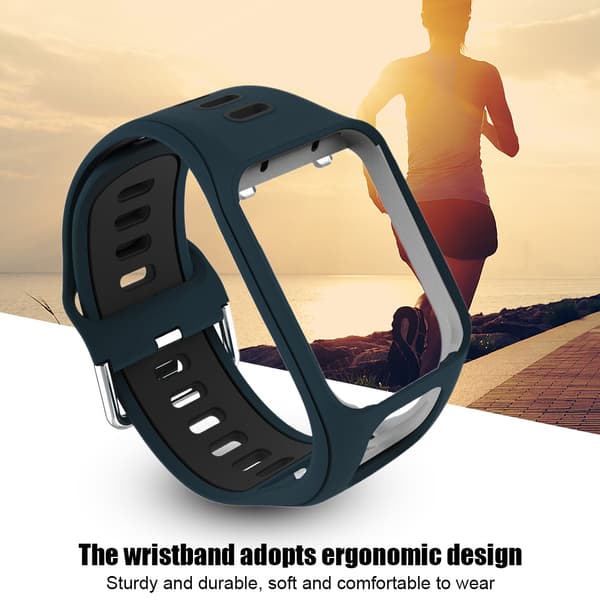 For Golfer2 Adventunrer Silikone Dobbelt Farve Håndledsrem Til TomTom Spark Runner 2/3 (Grøn med sort)