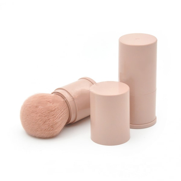 Bärbar rosa infällbar makeupborste, rougeborste, puderborste, lös puderborste, skönhetssminkverktyg