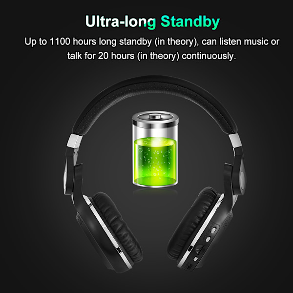 3D-lyd effekt Foldable justerbar Over Ear Bluetooth 4.1 støyreduksjonshodetelefoner Svart