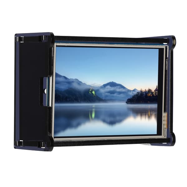 3,5 tommer 320x480 opløsning baggrundsbelyst LCD touchskærm med sort etui til Raspberry Pi 4B