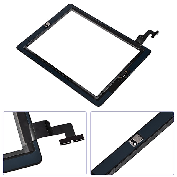 Skärmglasmontering Digitizer Ersättning Fix Sprucken för IPad2 A1395/A1396/A1397 Svart