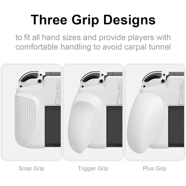 NeoGrip-paket: Ett ergonomiskt grepp med hårt skal och utbytbara grepp [passar alla handstorlekar] för Nintendo Switch OLED och vanliga modeller