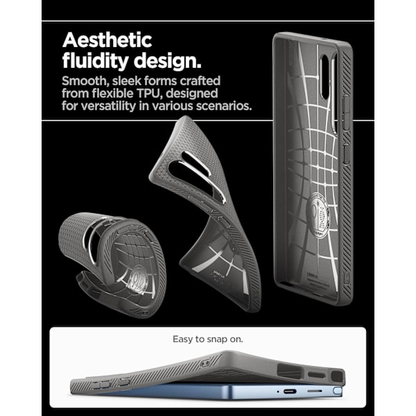Liquid Air-deksel designet for Galaxy S25 Ultra 6.9 (2025) [Ingen magnetring], [Militærgrad beskyttelse] - Matt svart Marble Gray
