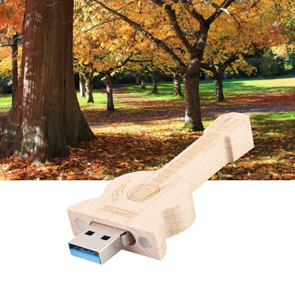 Træguitarformet Flashdrev Opbevaring USB 2.0 U Disk Memory Stick Til PC(8G)