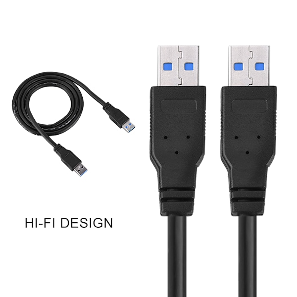 USB 3.0 A-han til A-han PVC datakabel - Super hurtig hastighed - Sort (1m)